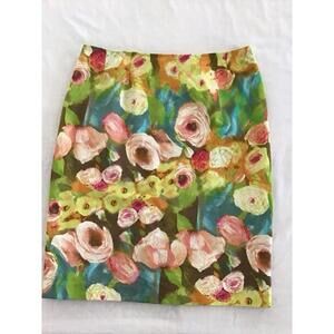 French Designer Renato Nucci Vintage Floral Silk Pencil Skirt EU 46 US 12-13